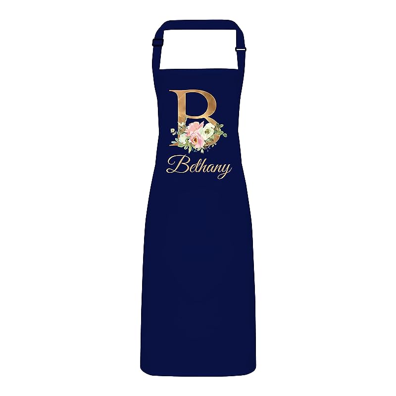 Elevate Your Culinary Style with Elegance: The Personalised Floral Initial Apron with Adjustable Neck Strap